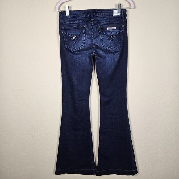 Hudson Ferris Flare Jeans Womens Dark Wash Stretch Denim Flap Pocket Low Rise 27 - Picture 2 of 16